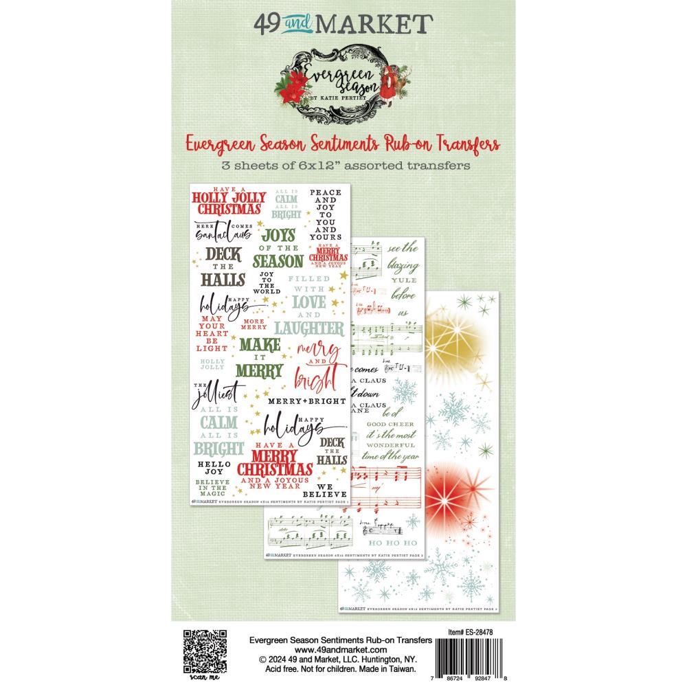 49 And Market Rub-On Transfer Set - Sentiments Evergreen Season