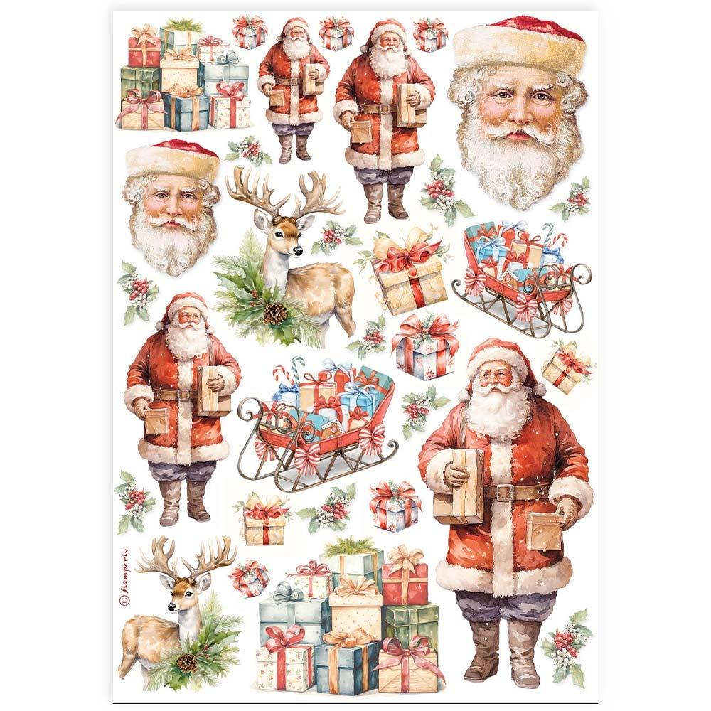Stamperia Rice Paper Sheets A4 - Classic Christmas 6pk