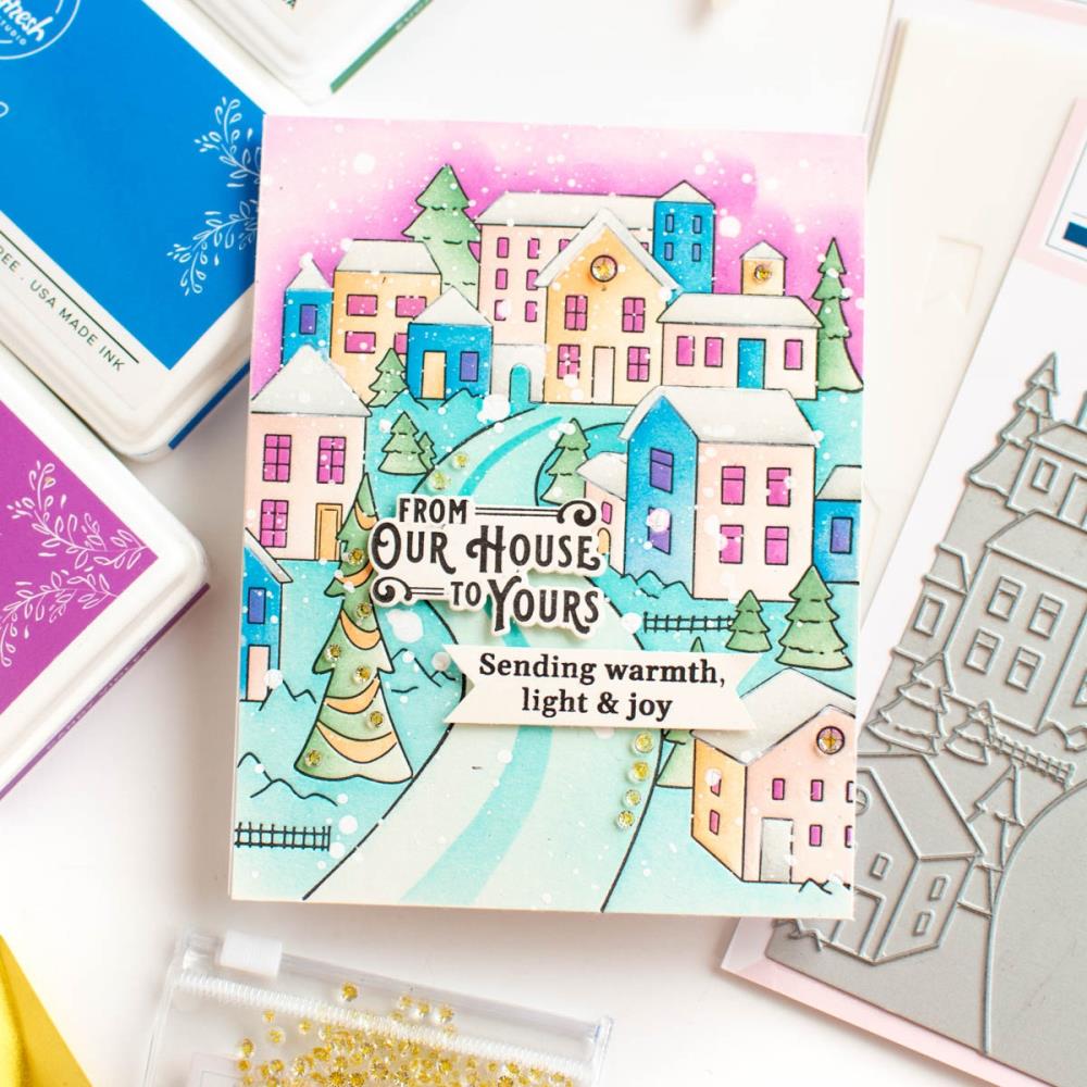 Pinkfresh Studio Press Plate - Holiday Greetings Sentiments