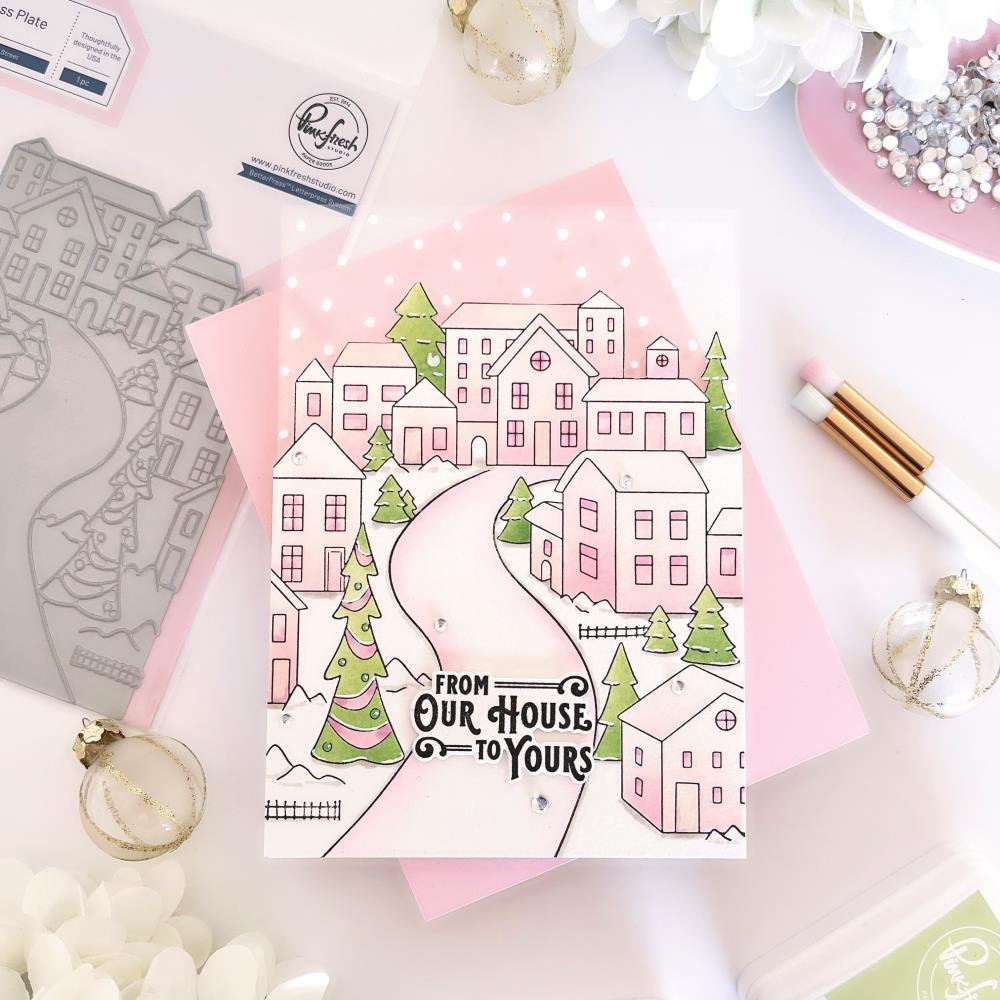 Pinkfresh Studio Press Plate - Holiday Greetings Sentiments