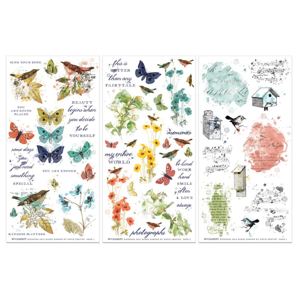 49 And Market Rub-On Transfer Set - Blendable Birdsong