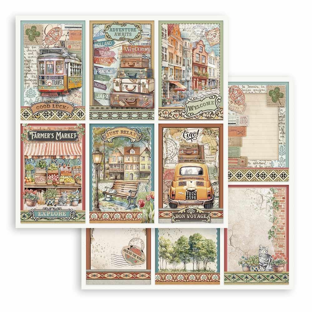 Stamperia Double-Sided Paper Pad 8x8 - Art Of Travelling