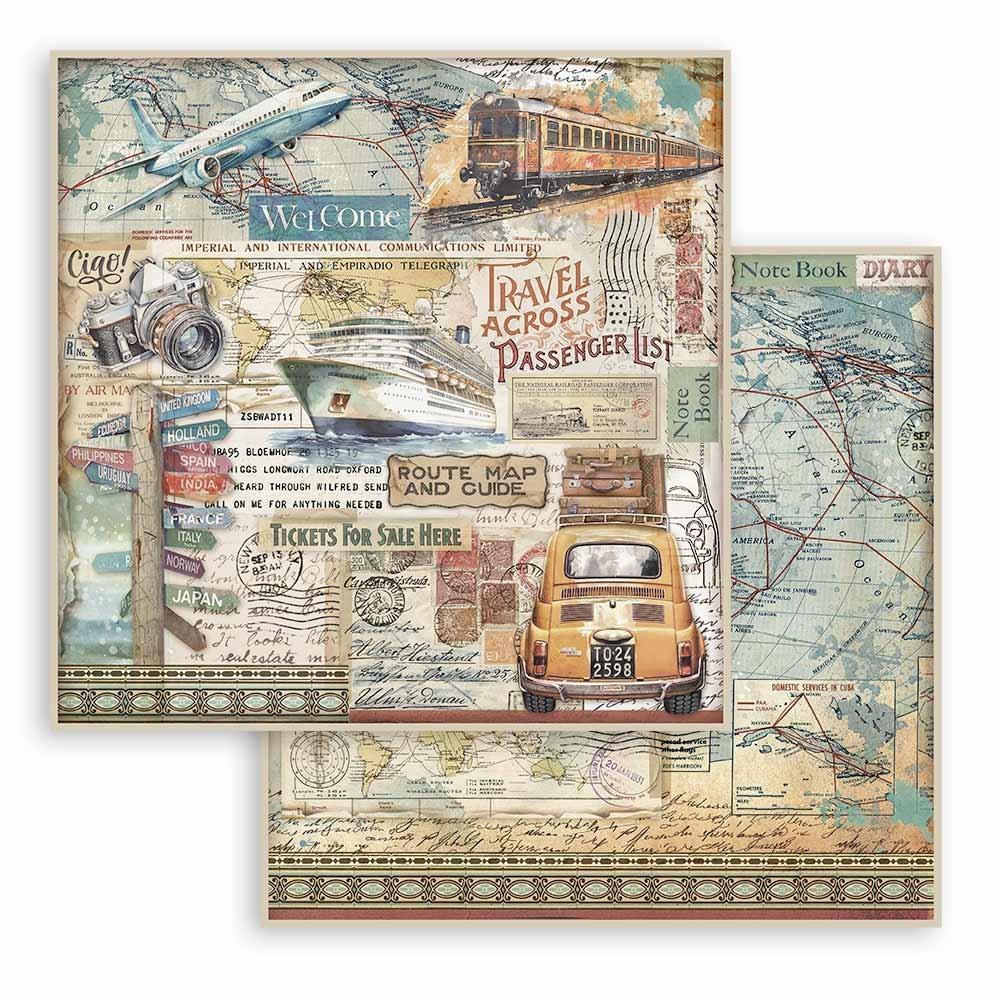 Stamperia Double-Sided Paper Pad 8x8 - Art Of Travelling