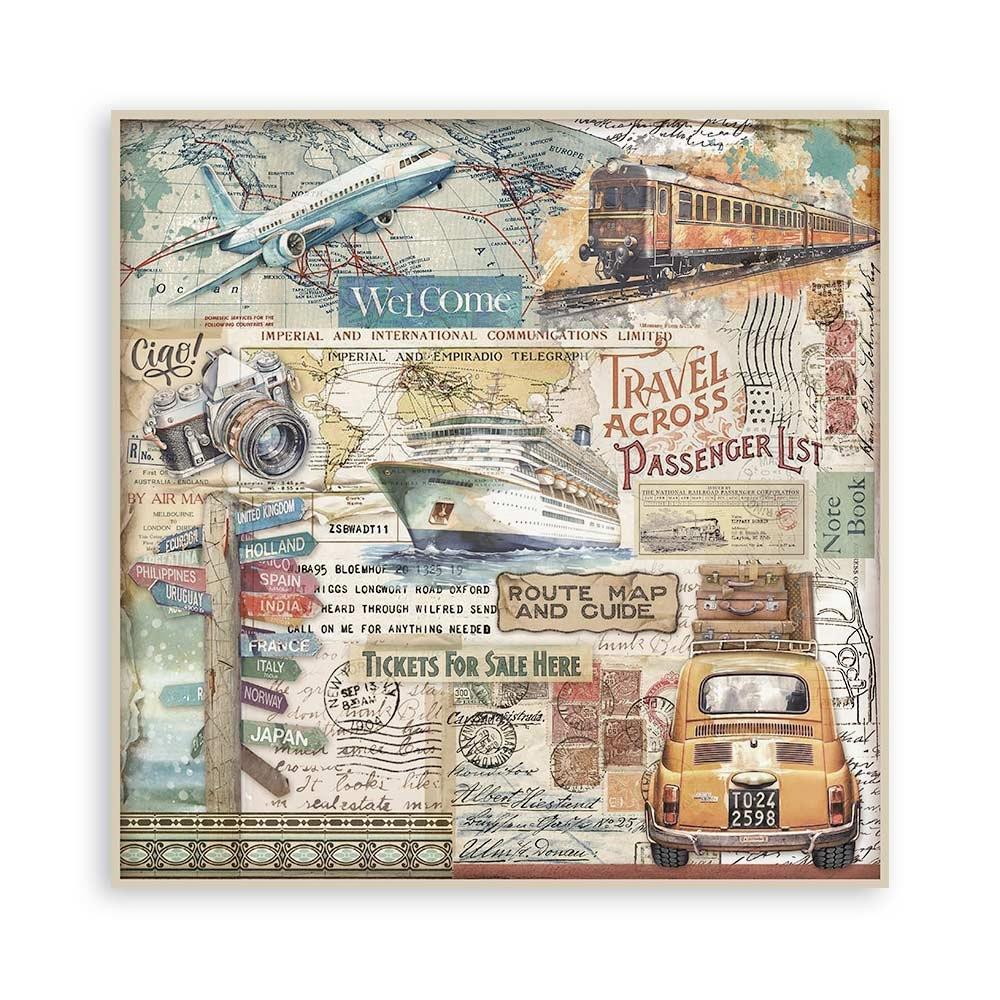 Stamperia Single-Sided Paper Pad 8x8 - Art Of Travelling