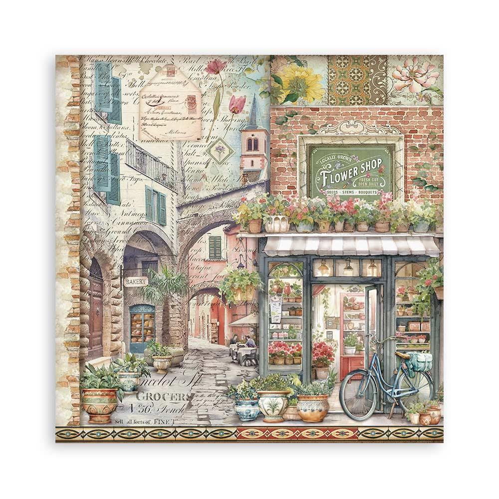 Stamperia Single-Sided Paper Pad 8x8 - Art Of Travelling