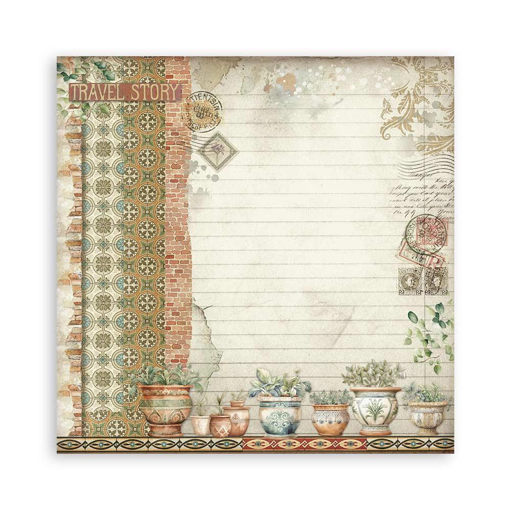 Stamperia Single-Sided Paper Pad 8x8 - Art Of Travelling