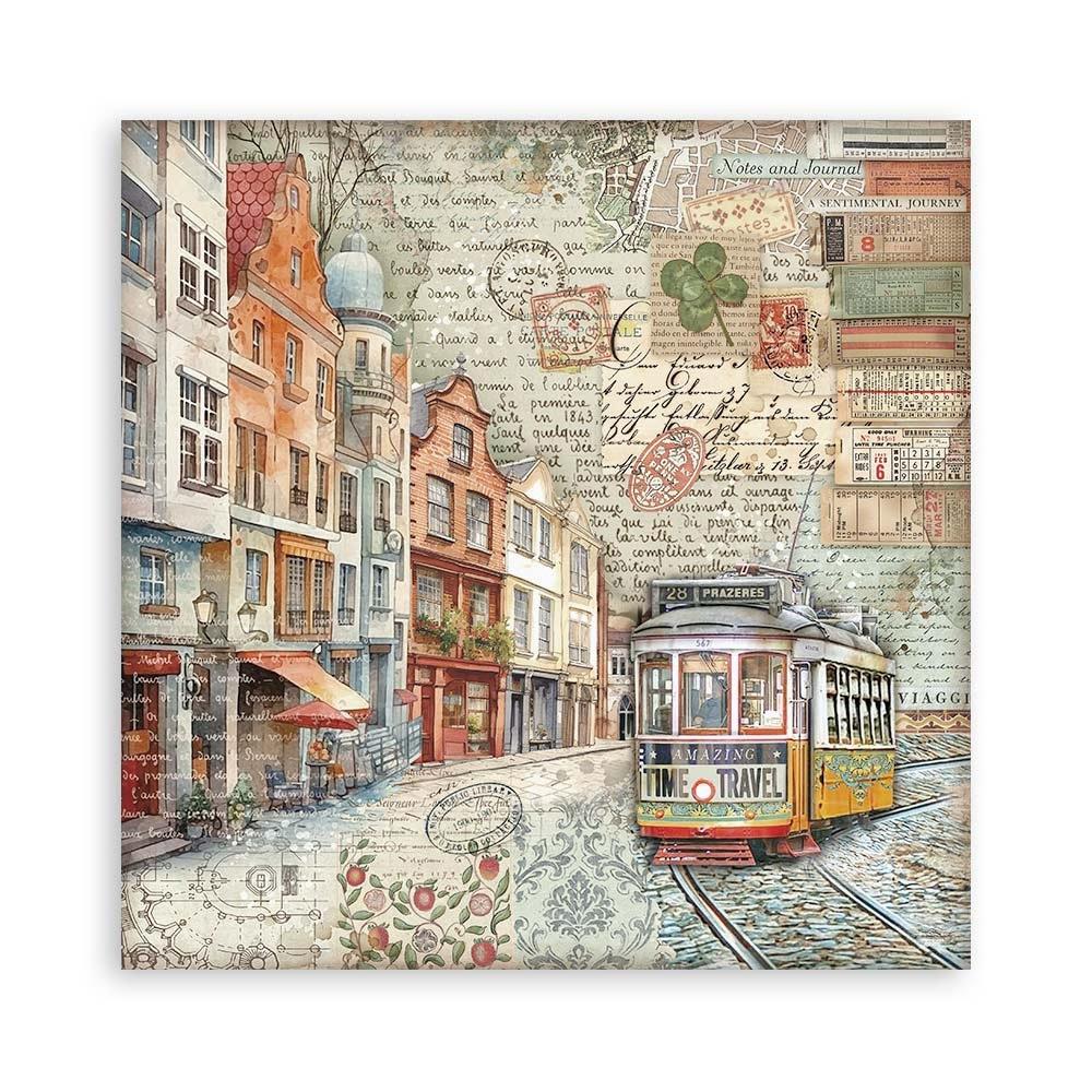 Stamperia Single-Sided Paper Pad 8x8 - Art Of Travelling
