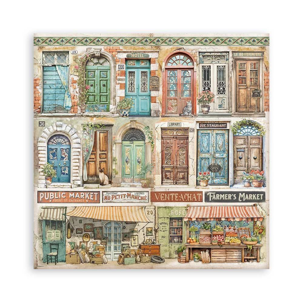 Stamperia Single-Sided Paper Pad 8x8 - Art Of Travelling