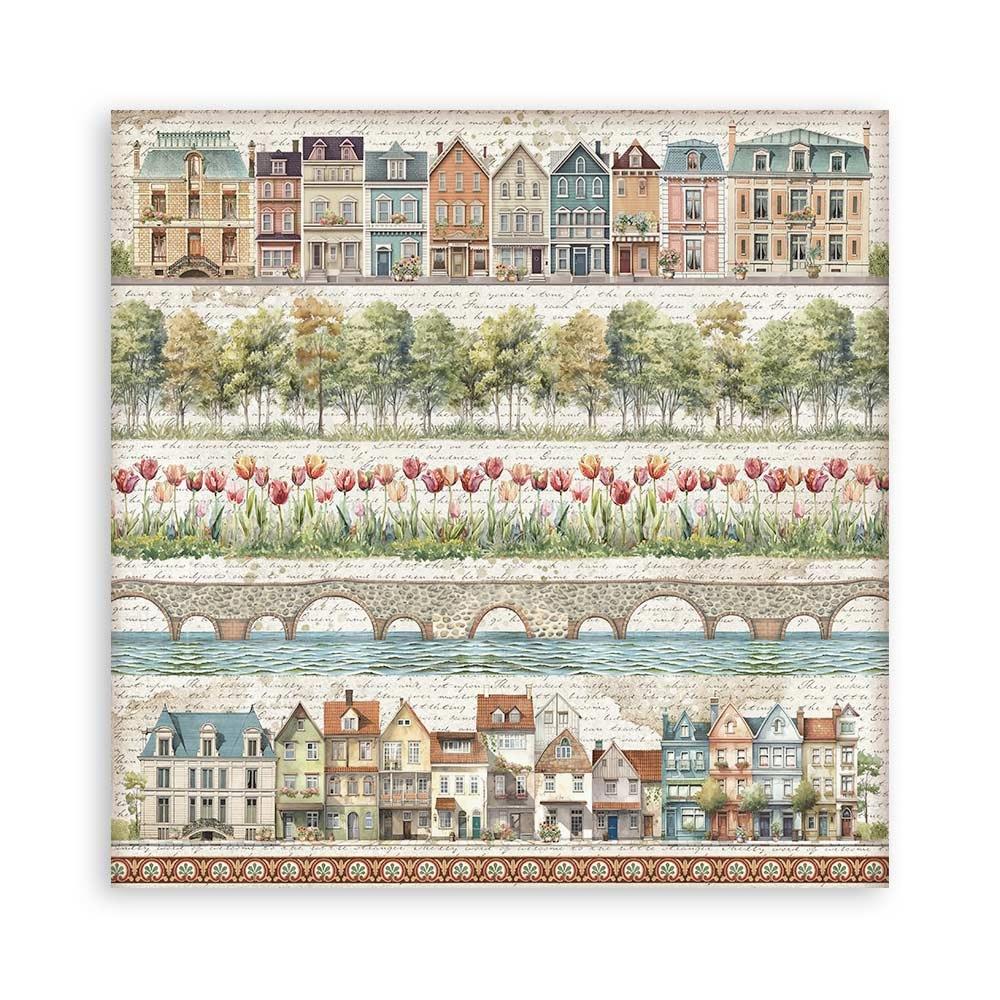 Stamperia Single-Sided Paper Pad 8x8 - Art Of Travelling