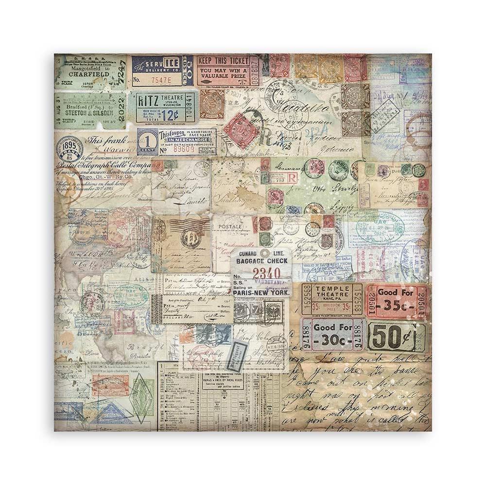 Stamperia Single-Sided Paper Pad 8x8 - Art Of Travelling