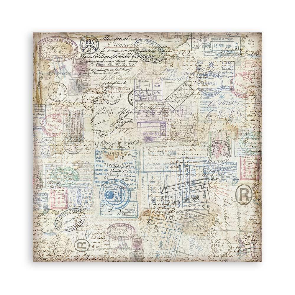 Stamperia Single-Sided Paper Pad 8x8 - Art Of Travelling