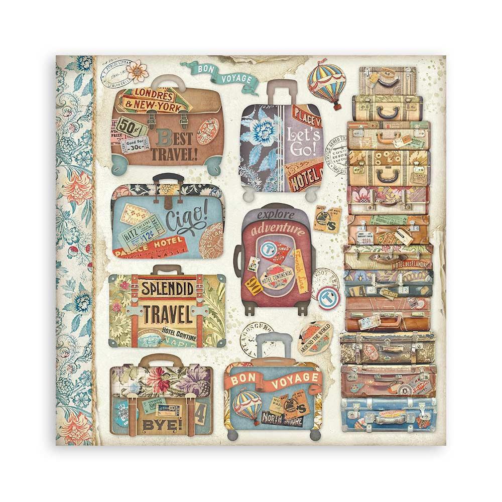 Stamperia Single-Sided Paper Pad 8x8 - Art Of Travelling
