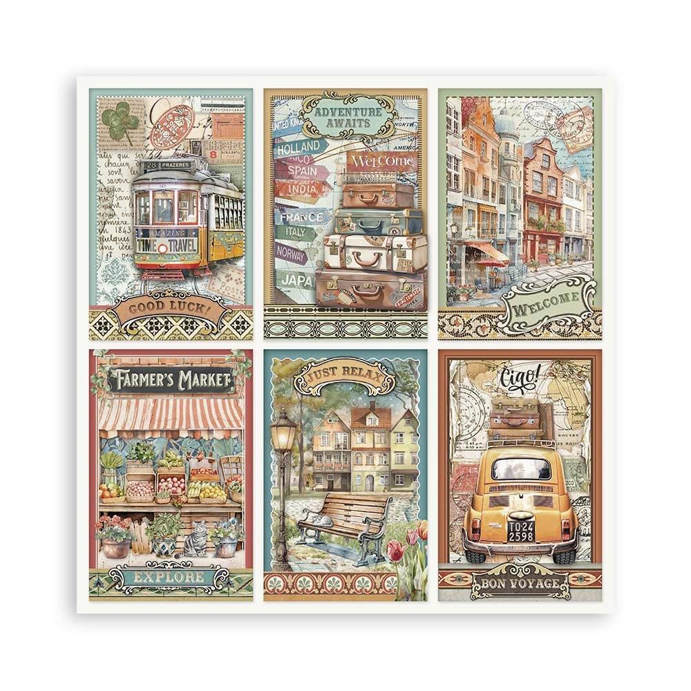 Stamperia Single-Sided Paper Pad 8x8 - Art Of Travelling