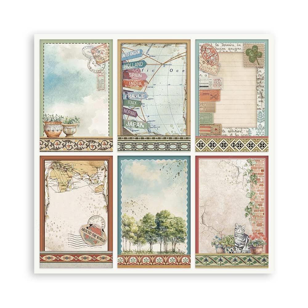 Stamperia Single-Sided Paper Pad 8x8 - Art Of Travelling