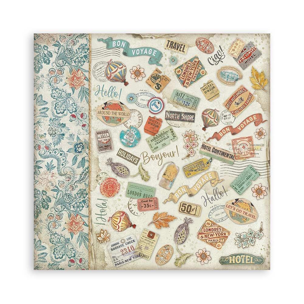 Stamperia Single-Sided Paper Pad 8x8 - Art Of Travelling