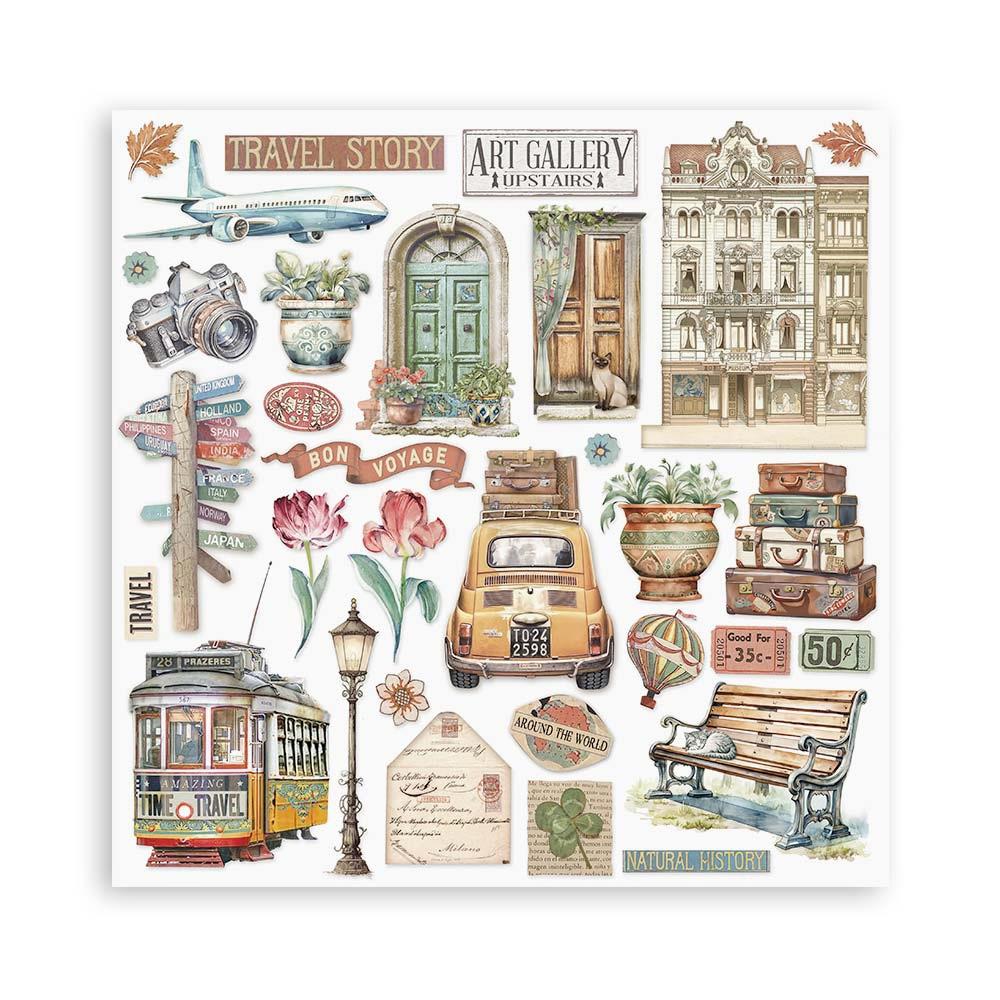 Stamperia Single-Sided Paper Pad 8x8 - Art Of Travelling