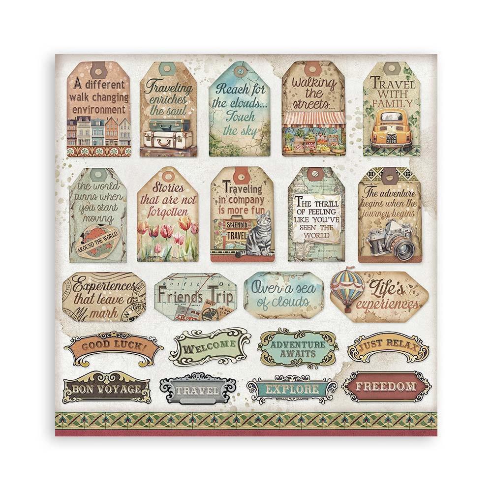 Stamperia Single-Sided Paper Pad 8x8 - Art Of Travelling