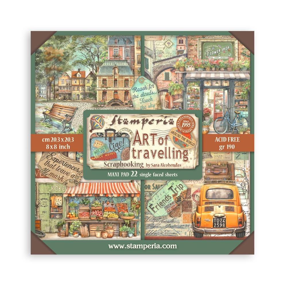 Stamperia Single-Sided Paper Pad 8x8 - Art Of Travelling