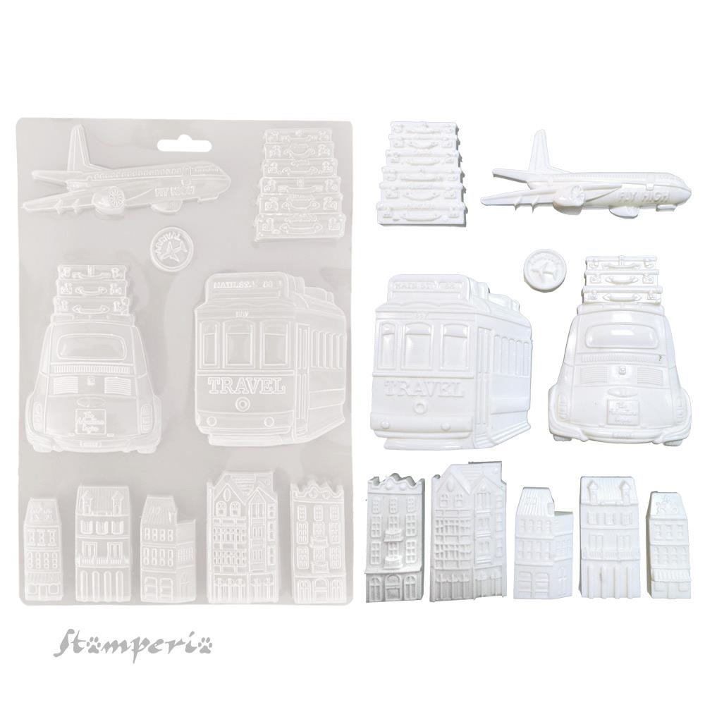 Stamperia Soft Maxi Mould A4 - Art Of Travelling Transports