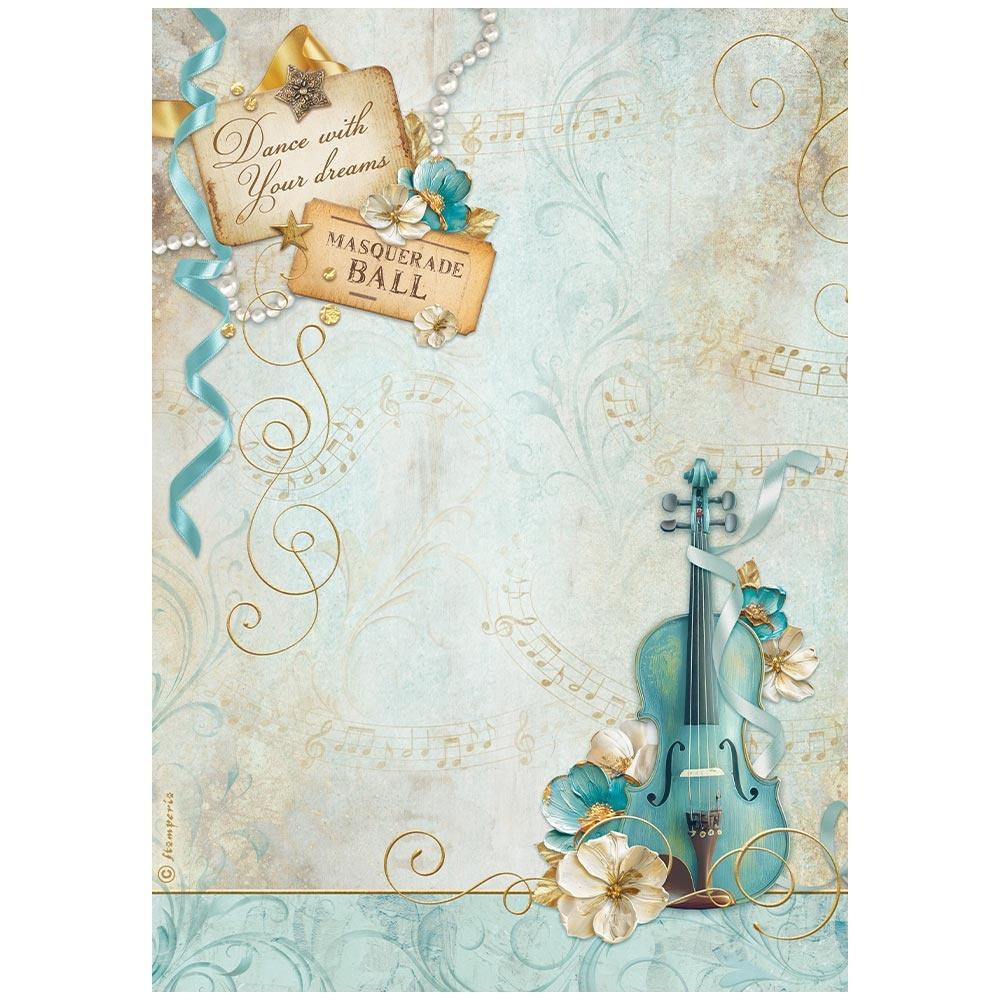 Stamperia Rice Paper Sheet A4 - Masquerade Violin