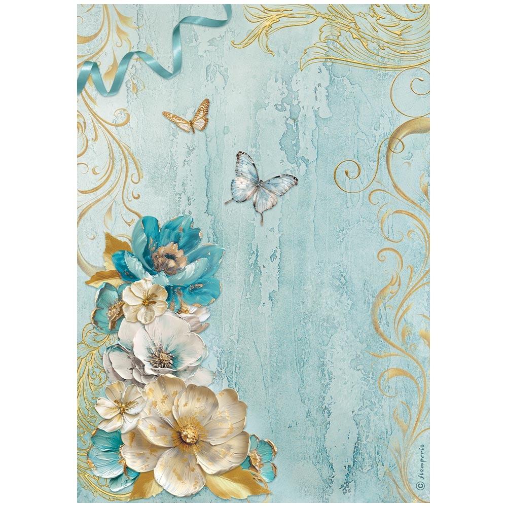 Stamperia Rice Paper Sheet A4 - Masquerade Flowers Corner