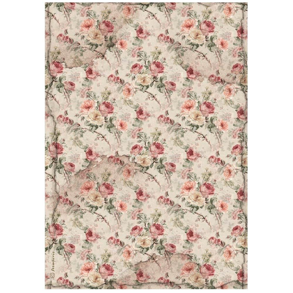Stamperia Rice Paper Sheet A4 - House Roses Fabric