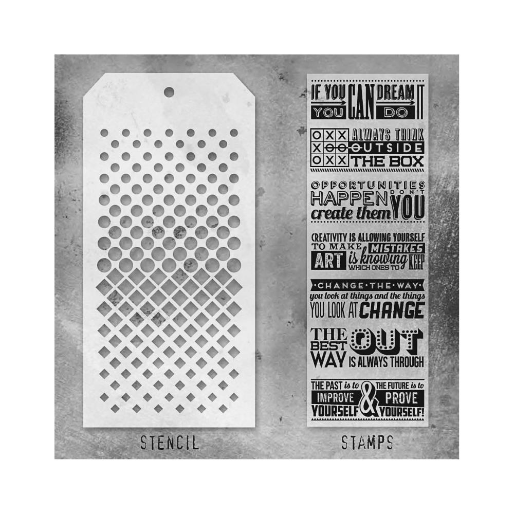Tim Holtz Mixed-Media Stamps & Stencil - Set #17
