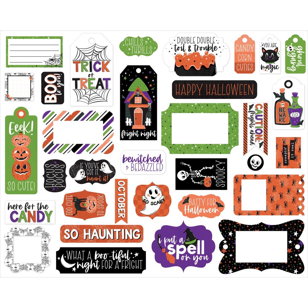 Echo Park Cardstock Ephemera - Frames & Tags Ghosts and Goblins