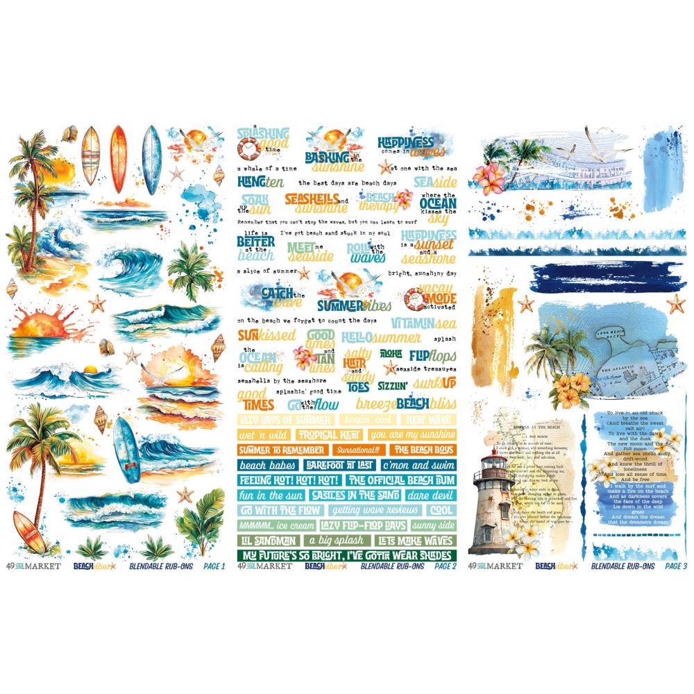 49 And Market Rub-On Transfer Set - Beach Vibes