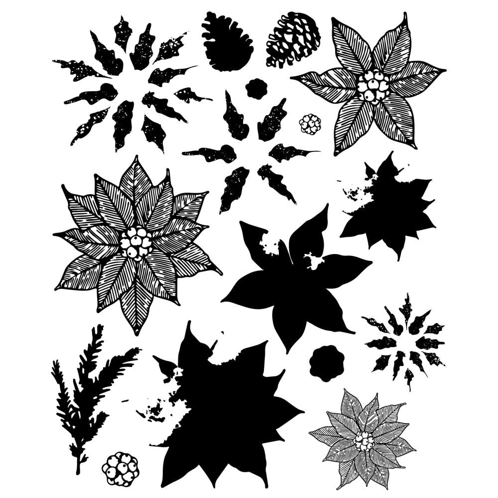 Sizzix Framelits Die & Stamp Set by 49 & Market – Poinsettia Trio