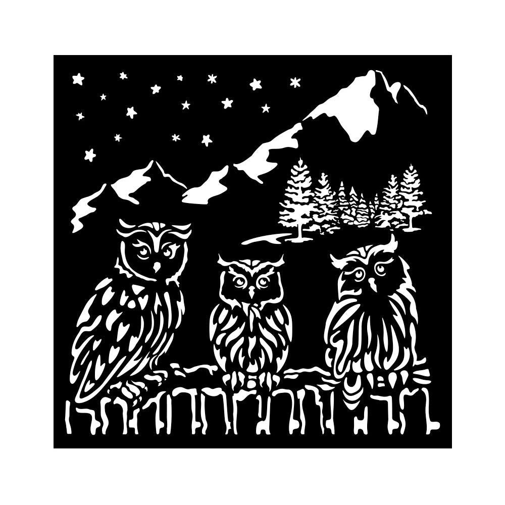 Stamperia Media Stencil - The Owl's House Owls