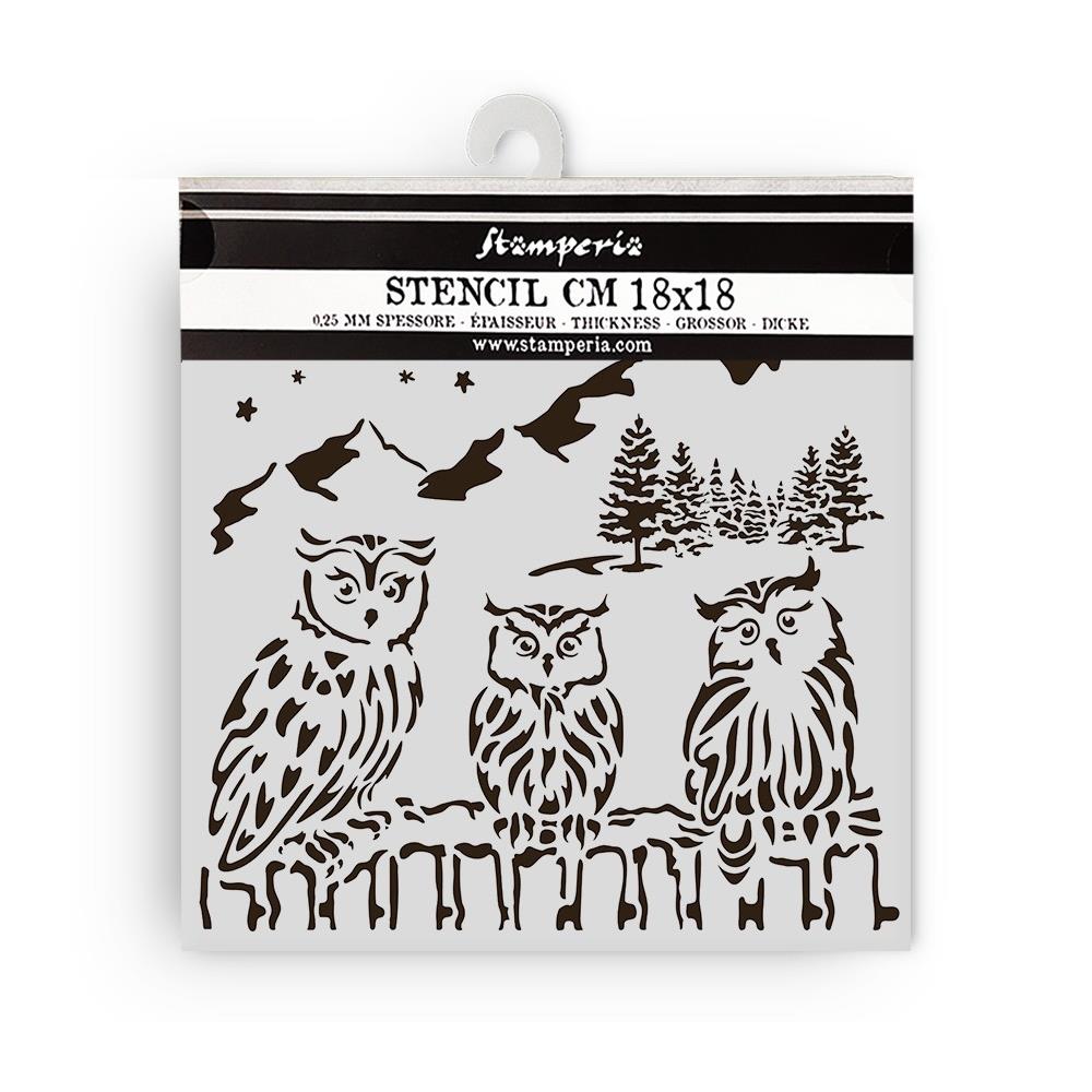 Stamperia Media Stencil - The Owl's House Owls
