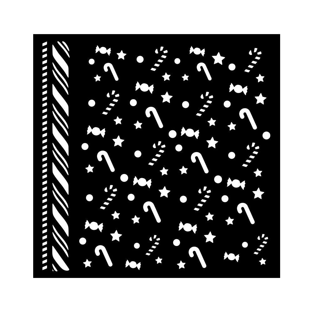 Stamperia Media Stencil - Candy Christmas Candycanes Pattern