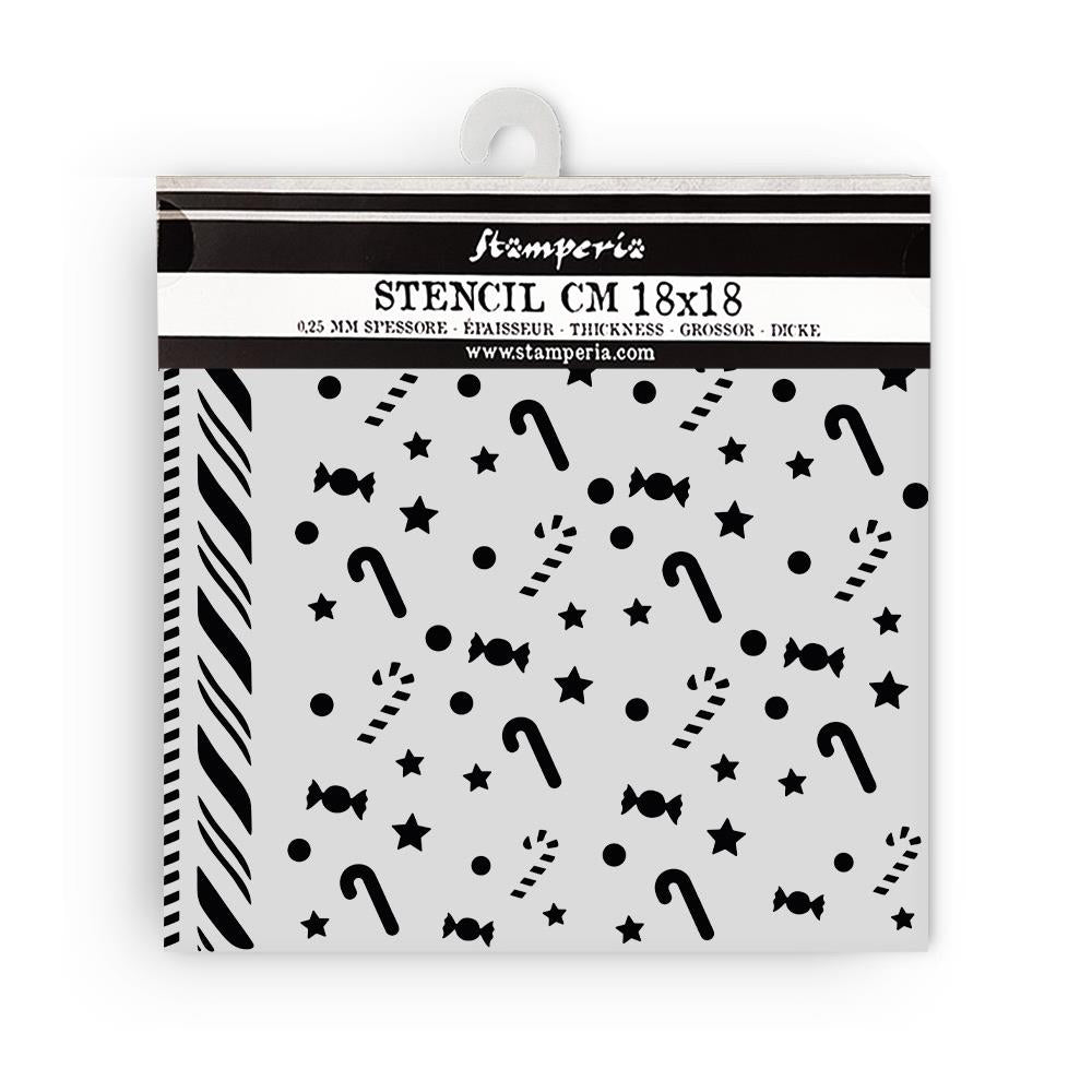 Stamperia Media Stencil - Candy Christmas Candycanes Pattern