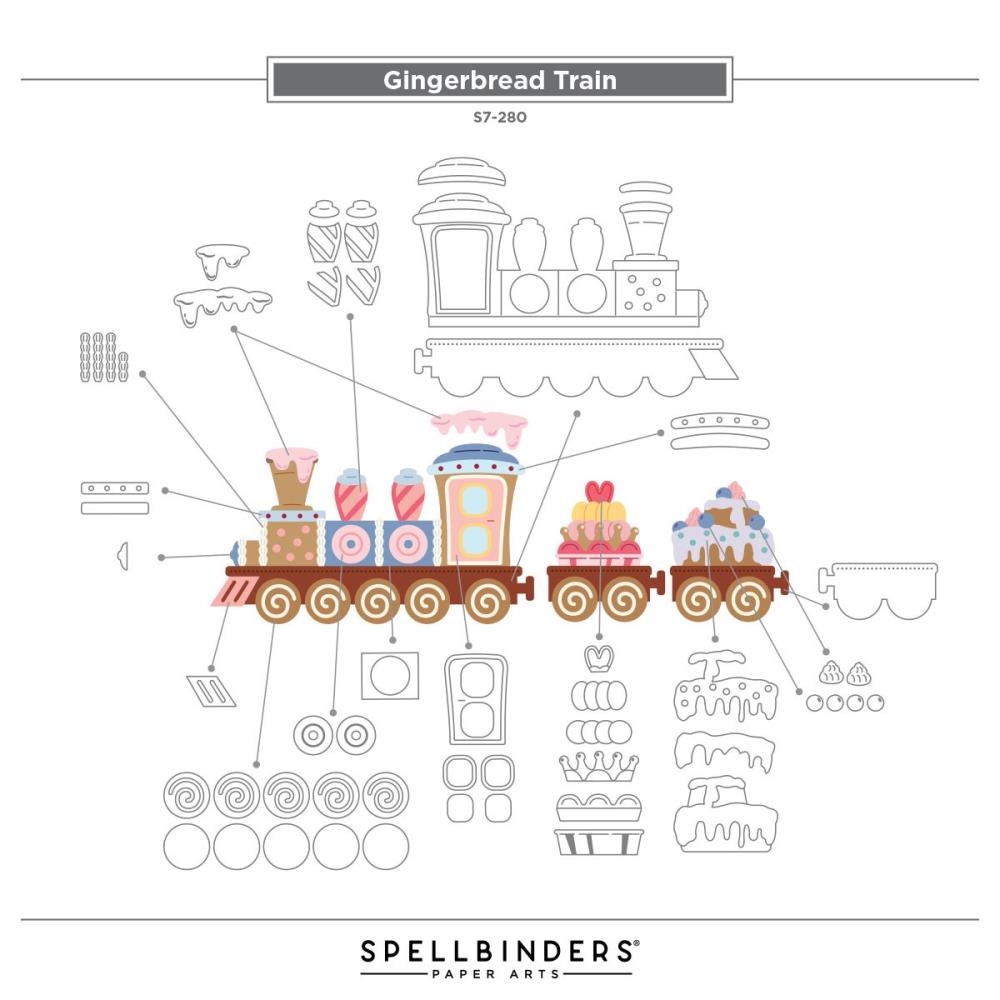Spellbinders Etched Dies - Stamperia Candy Christmas - Gingerbread Train