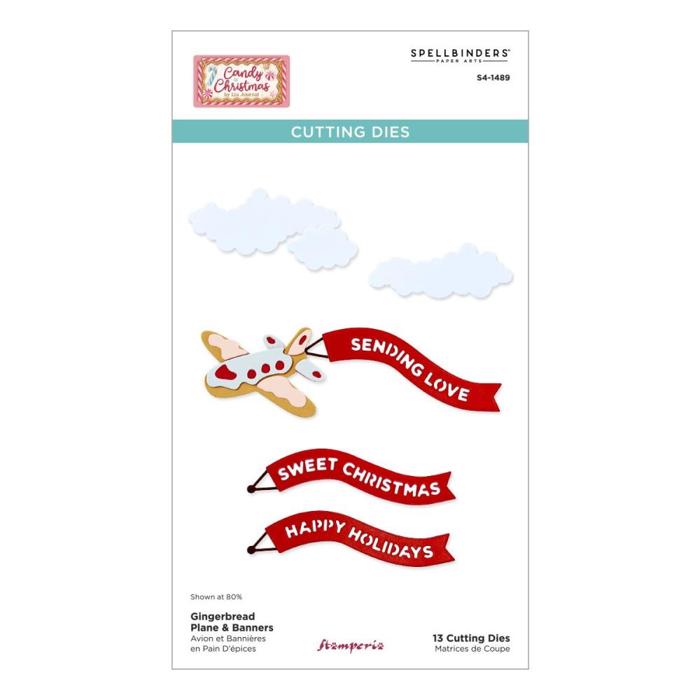 Spellbinders Etched Dies - Stamperia Candy Christmas - Gingerbread Plane & Banners