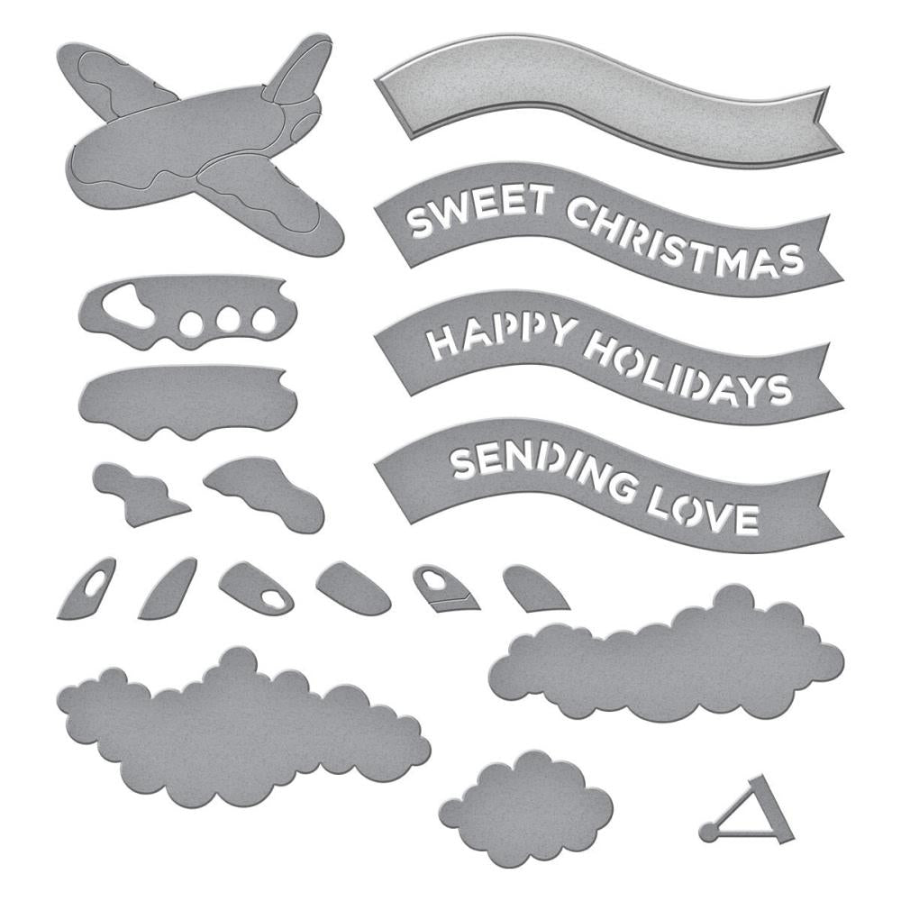 Spellbinders Etched Dies - Stamperia Candy Christmas - Gingerbread Plane & Banners