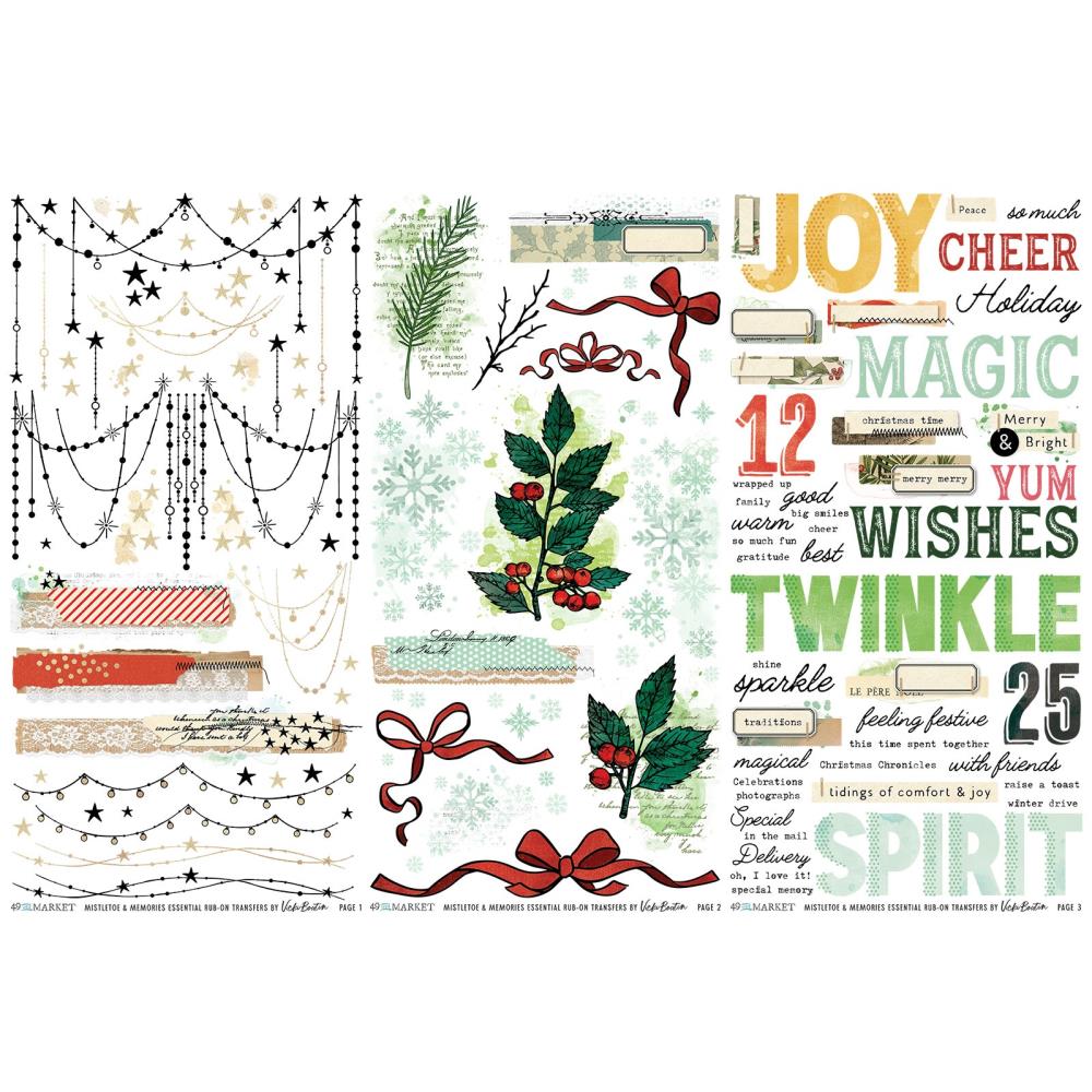 49 And Market Rub-On Transfer Set - Essential Mistletoe And Memories