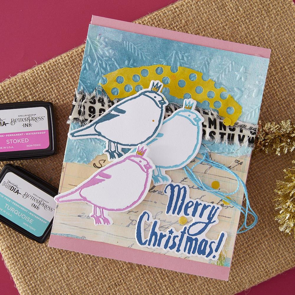 Spellbinders Better Press Plates and Die Set - Merry Merry Merry Bird Registration