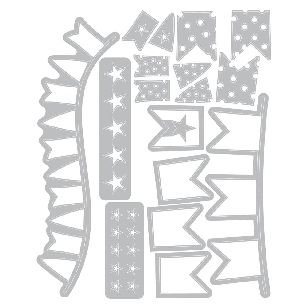 Sizzix Thinlits Die & A5 Stamp set 49 & Market - Banner Bash