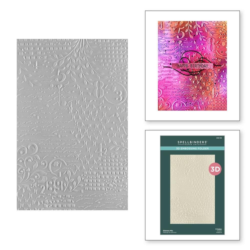 Spellbinders 3D Embossing Folder - Beautifully Imperfect Distress Mix