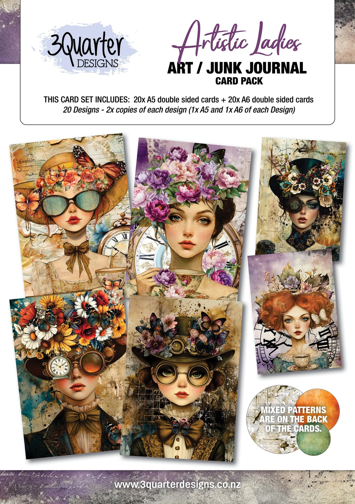 3Quarter Designs - Junk Journal Card Pack - Artistic Ladies