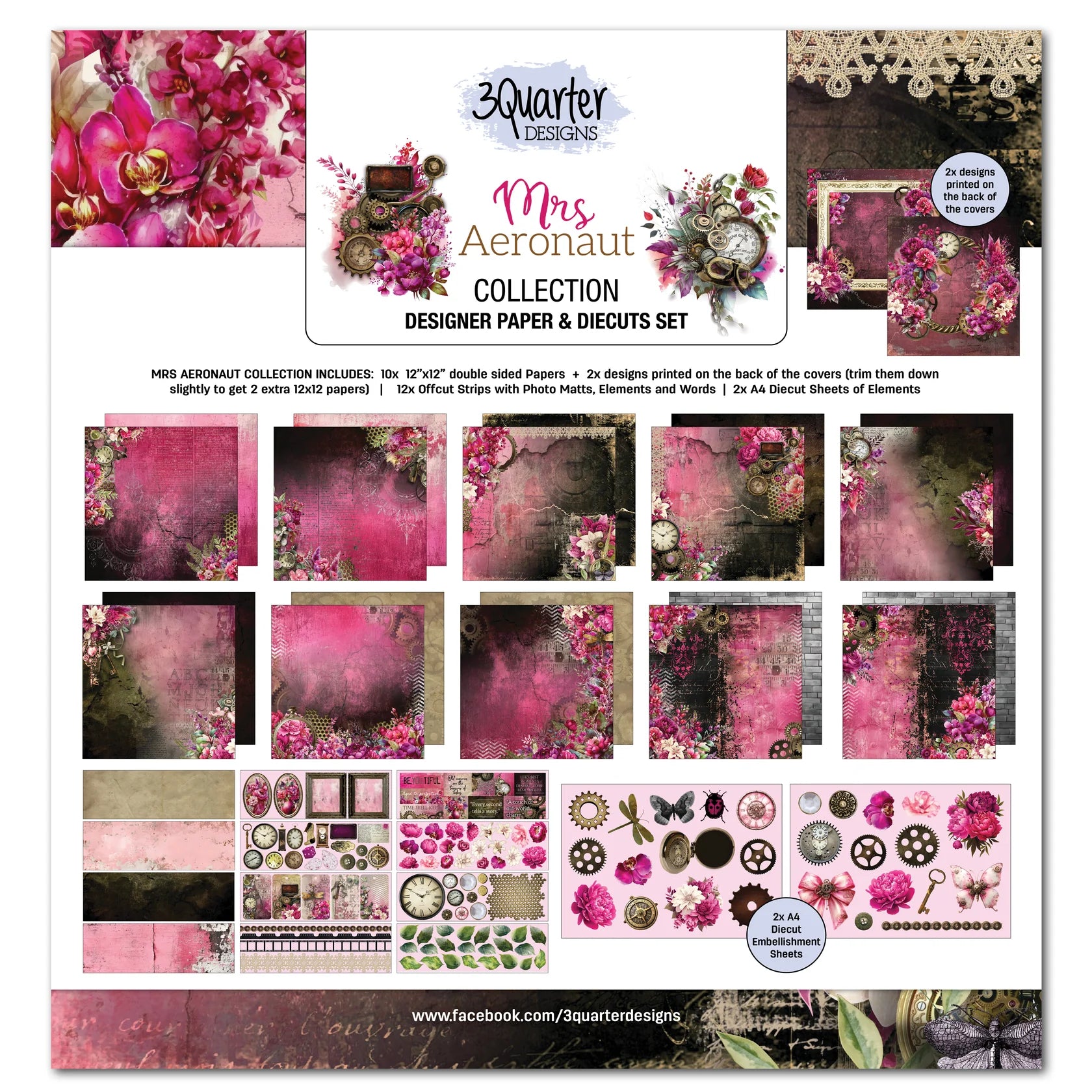 3Quarter Designs 12x12 Paper Pack - Mrs Aeronaut