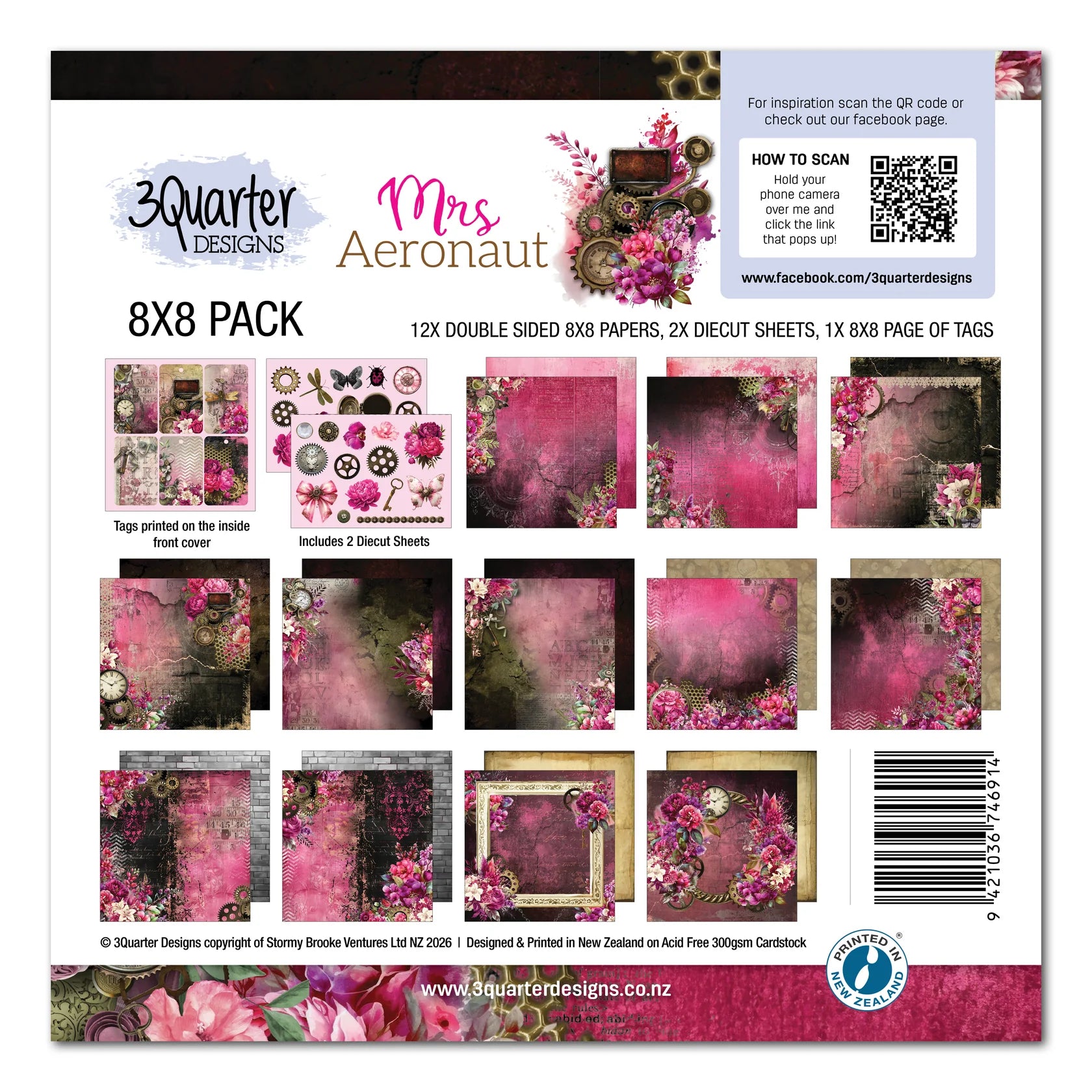 3Quarter Designs 8x8 Paper Pad - Mrs Aeronaut