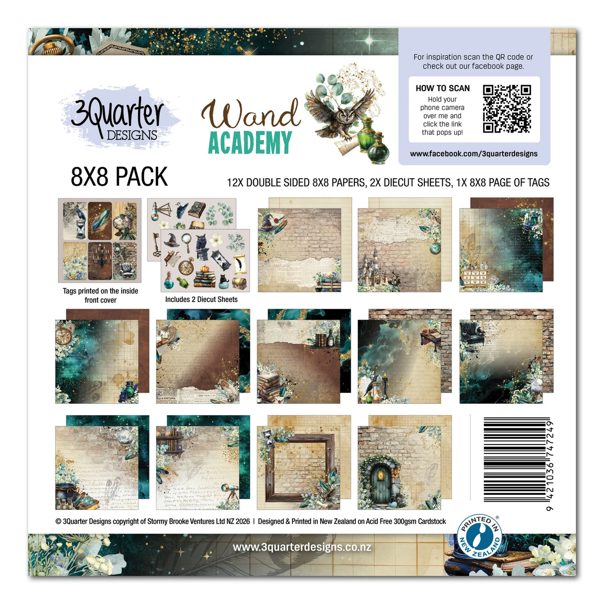 3Quarter Designs 8x8 Paper Pad - Wand Academy
