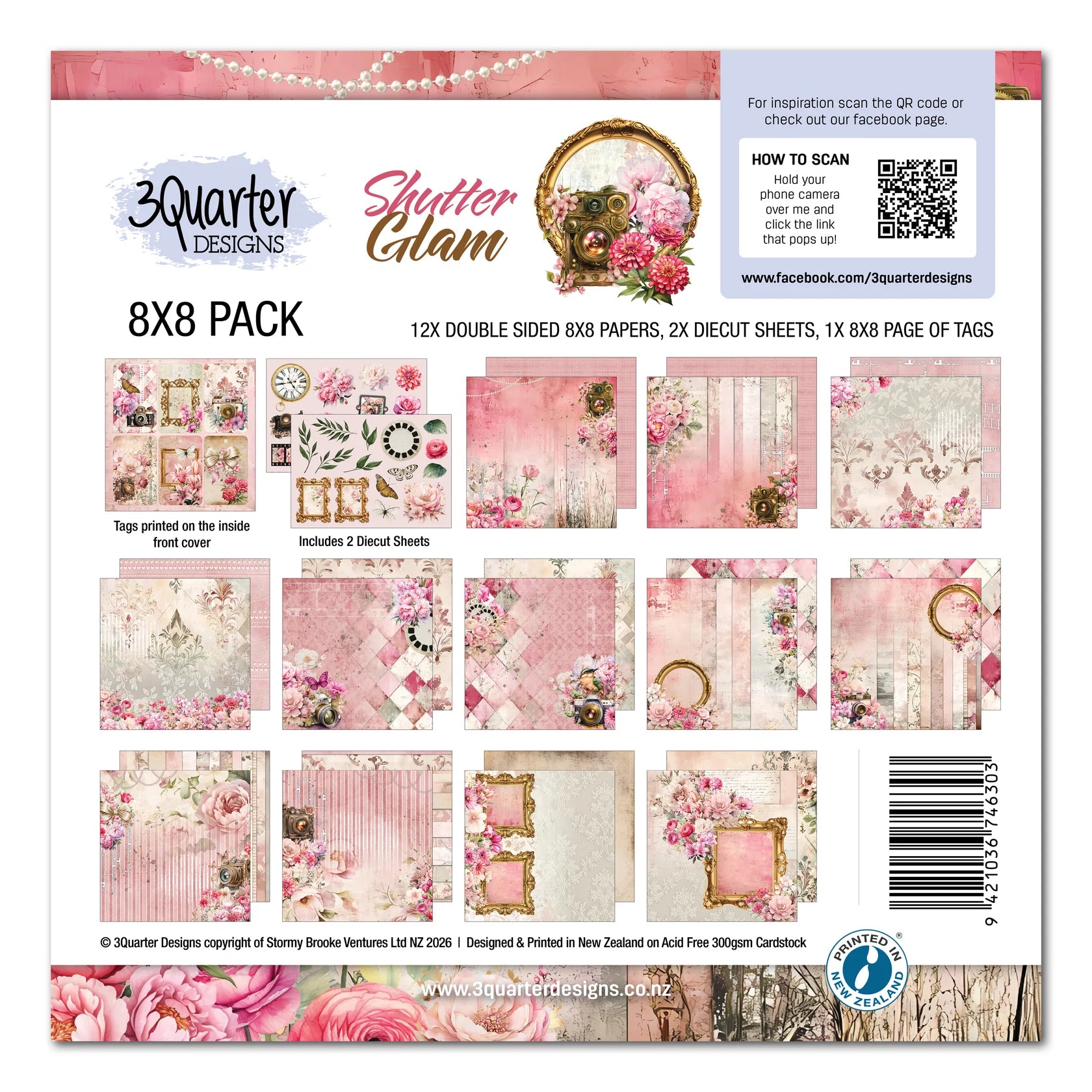 pink and white floral on a white background