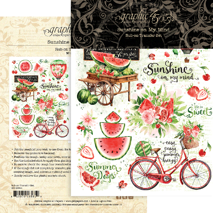 Graphic 45 Rub-On Transfers - Sunshine On My Mind