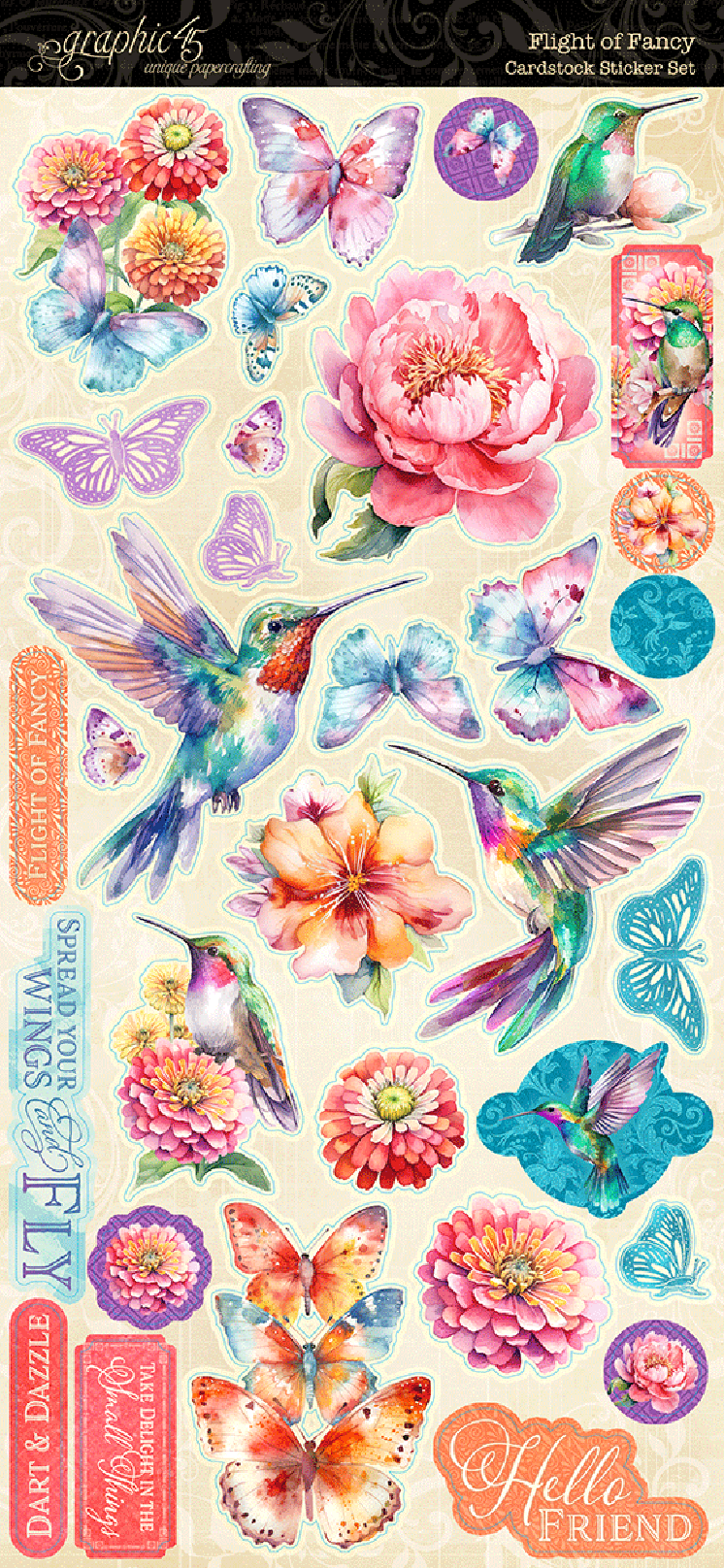 Graphic 45 Cardstock Stickers - Flight of Fancy