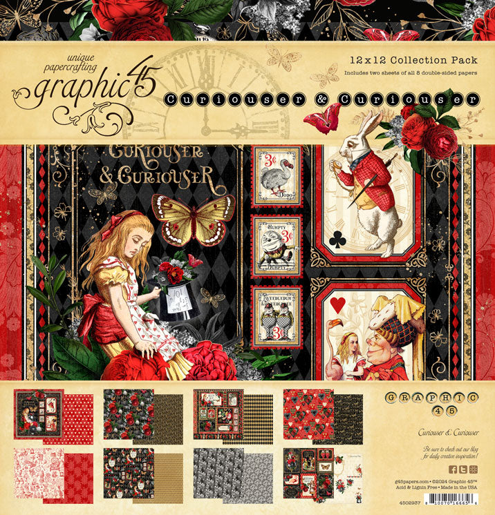 Graphic 45 Collection Pack 12x12 - Curiouser & Curiouser