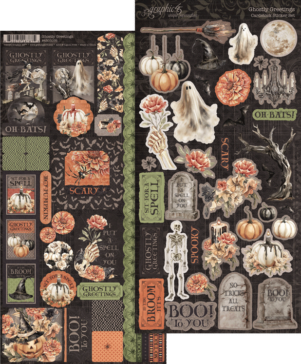 Graphic 45 Cardstock Stickers - Ghostly Greetings